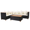 Salon de jardin 4 pcs avec coussins Résine tressée Noir 631081631081
