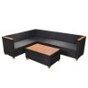 Salon de jardin 4 pcs avec coussins Résine tressée Noir 631081631081