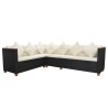 Salon de jardin 4 pcs avec coussins Résine tressée Noir 631081631081