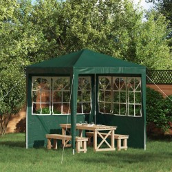 Mur de tente de fête 2 pcs 200 x 195 cm Vert PE et acier 631083631083