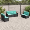 Salon de jardin 7 pcs avec coussins noir résine tressée 631089631089