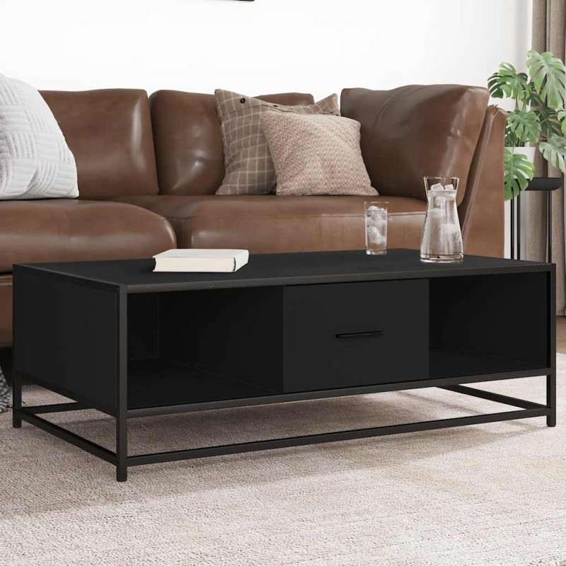 Table basse noir 100x57x35 cm bois d'ingénierie et métal 631109631109