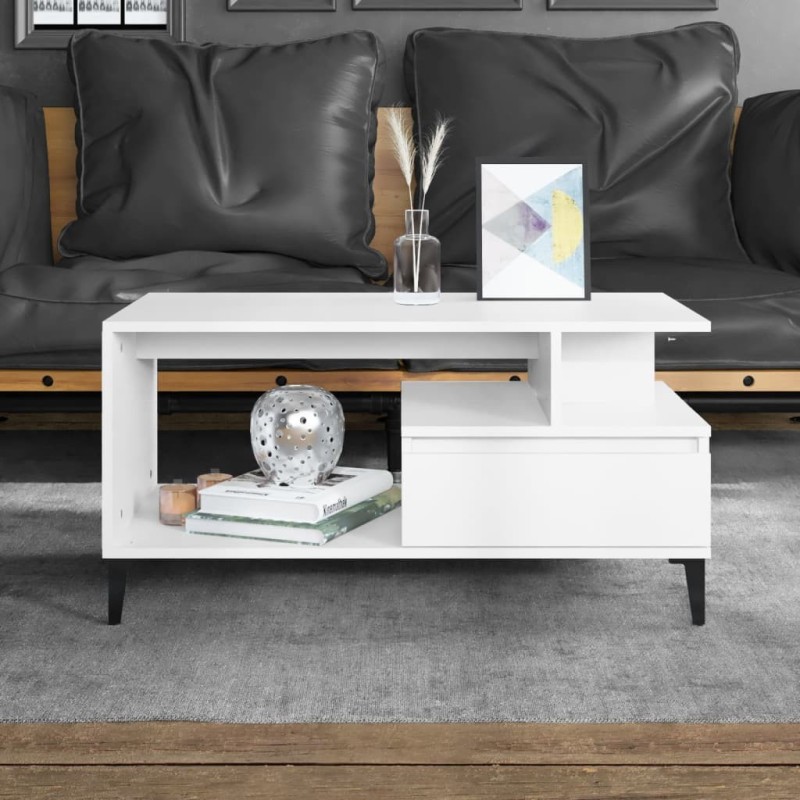 Table basse Blanc 90x49x45 cm Bois d'ingénierie 631115631115
