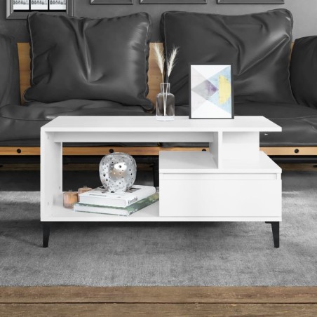 Table basse Blanc 90x49x45 cm Bois d'ingénierie 631115631115