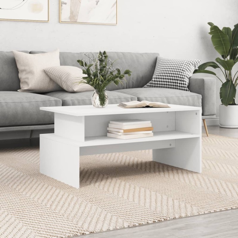 Table basse blanc 90x55x42,5 cm bois d'ingénierie 631116631116