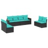 Salon de jardin 8 pcs avec coussins noir résine tressée 631119631119