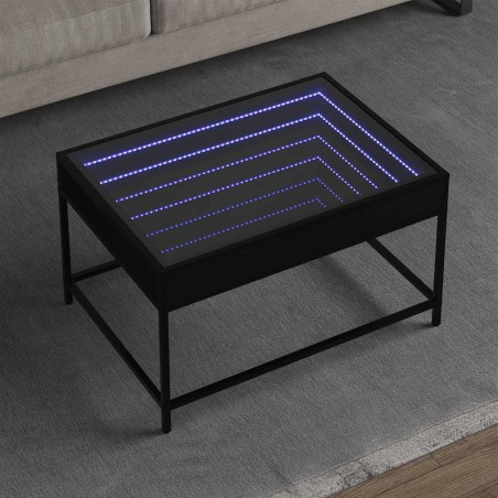 Table basse avec LED infini noir 70x50x41 cm 631120631120
