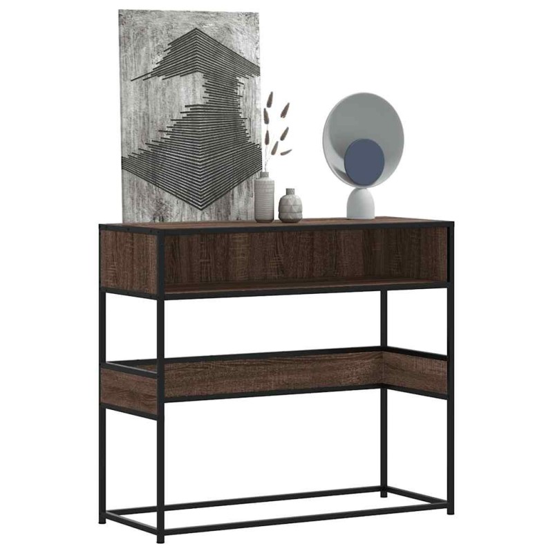Table console chêne marron 90x35x80 cm bois d'ingénierie 631124631124