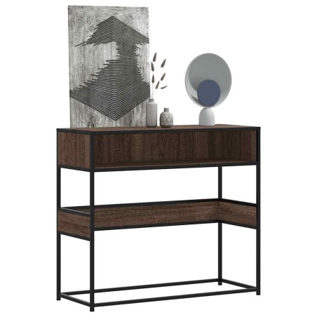 Table console chêne marron 90x35x80 cm bois d'ingénierie 631124631124