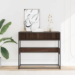 Table console chêne marron 90x35x80 cm bois d'ingénierie 631124631124