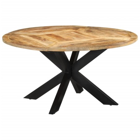 Table à dîner Ø150x76 cm bois de manguier massif brut 631130631130