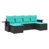 Salon de jardin 6 pcs avec coussins noir résine tressée 631133631133