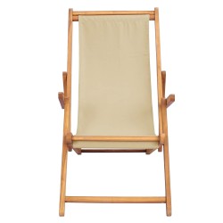 Chaise de plage Beige Bois de teck massif 631158631158