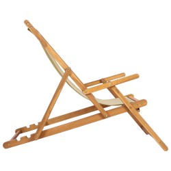 Chaise de plage Beige Bois de teck massif 631158631158