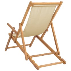 Chaise de plage Beige Bois de teck massif 631158631158