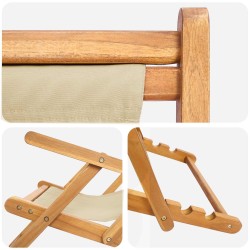 Chaise de plage Beige Bois de teck massif 631158631158
