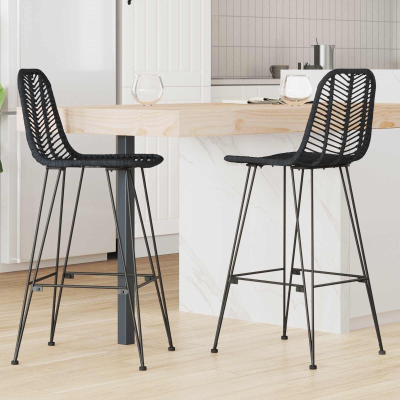 Chaise de bar 2 pcs 44 x 52 x 111 cm Rotin et métal 631181631181