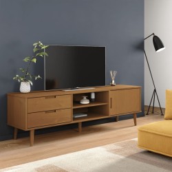 Meuble TV MOLDE Marron 158x40x49 cm Bois de pin massif 631182631182