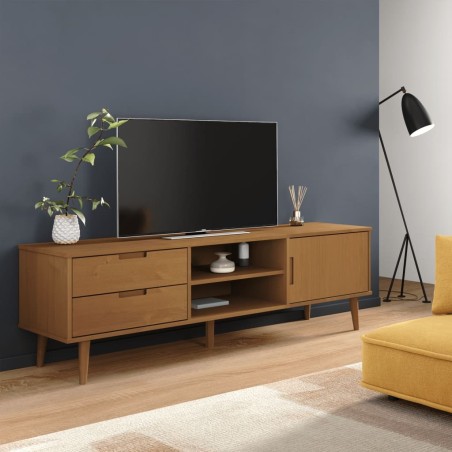 Meuble TV MOLDE Marron 158x40x49 cm Bois de pin massif 631182631182