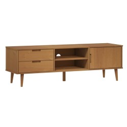 Meuble TV MOLDE Marron 158x40x49 cm Bois de pin massif 631182631182