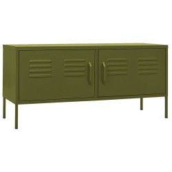 Meuble TV Vert olive 105x35x50 cm Acier 631184631184