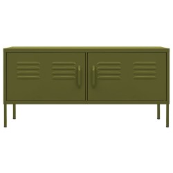 Meuble TV Vert olive 105x35x50 cm Acier 631184631184