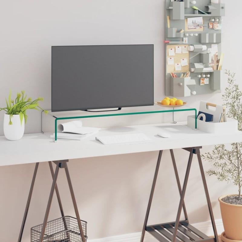 Meuble TV/pour moniteur 90x30x13 cm verre transparent 631186631186