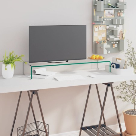 Meuble TV/pour moniteur 90x30x13 cm verre transparent 631186631186