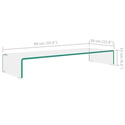 Meuble TV/pour moniteur 90x30x13 cm verre transparent 631186631186