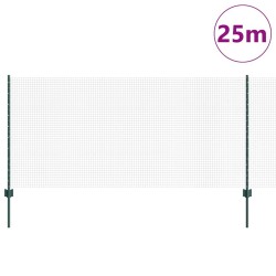 Clôture en fil soudé avec poteaux 25 x 1 m Acier galvanisé Vert 631190631190