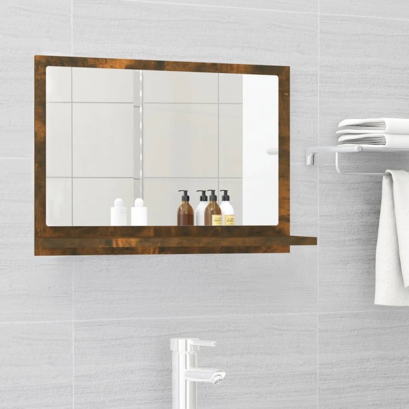 Miroir de bain Chêne fumé 60x10,5x37 cm Bois d'ingénierie 631194631194