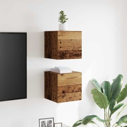 Meuble TV mural 2 pcs vieux bois 30,5x30x30 cm 631195631195