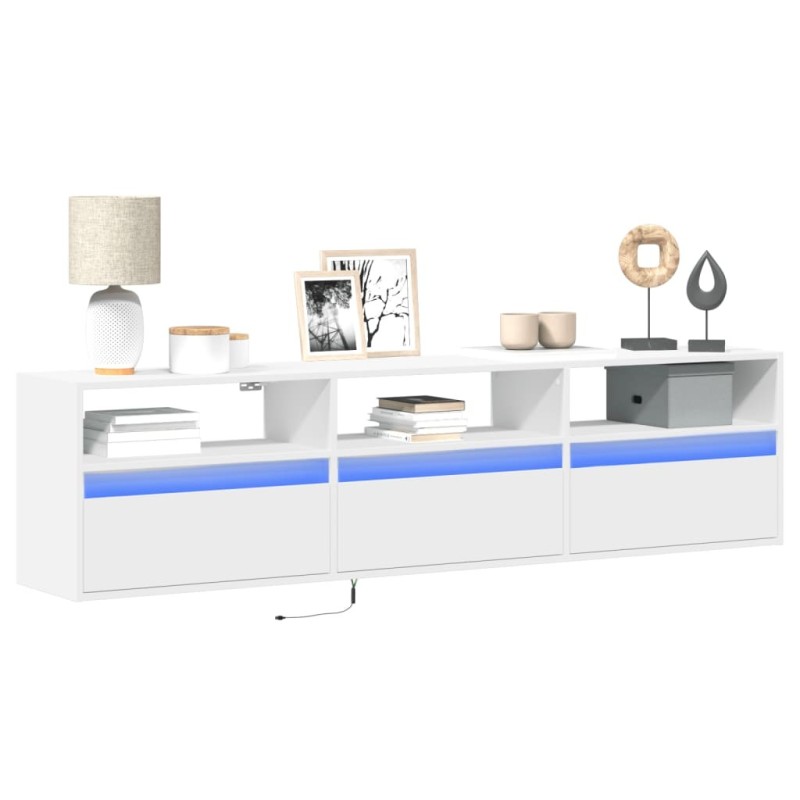 Meuble TV mural avec LED blanc 180x31x45 cm 631199631199