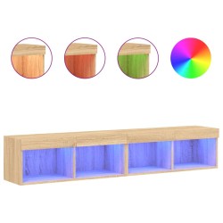 Meubles TV avec lumières LED 2 pcs chêne sonoma 80x30x30 cm 631202631202