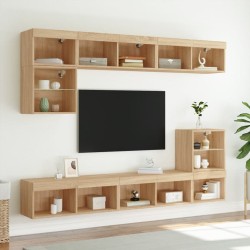 Meubles TV avec lumières LED 2 pcs chêne sonoma 80x30x30 cm 631202631202