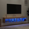 Meubles TV avec lumières LED 2 pcs chêne sonoma 80x30x30 cm 631202631202