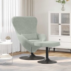 Chaise Œuf avec Pouf Gris clair Velours 631204631204