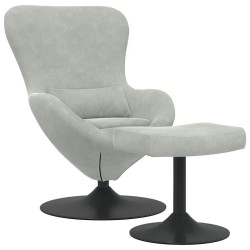Chaise Œuf avec Pouf Gris clair Velours 631204631204