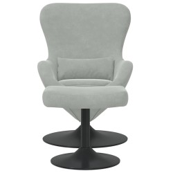 Chaise Œuf avec Pouf Gris clair Velours 631204631204