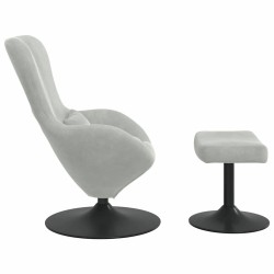 Chaise Œuf avec Pouf Gris clair Velours 631204631204