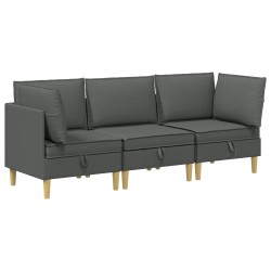 Canapé modulaire avec rangement 3 pcs Gris foncé Tissu 631206631206