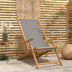 Chaise de plage Gris clair Bois de teck massif 631211631211
