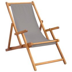 Chaise de plage Gris clair Bois de teck massif 631211631211