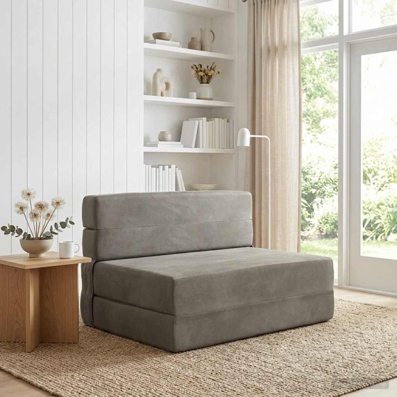 Canapé-lit pliable Gris clair 70 x 80 x 60 cm Tissu 631213631213