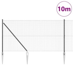 Clôture en fil soudé avec pointes 10 x 1,4 m Gris Maille 631222631222