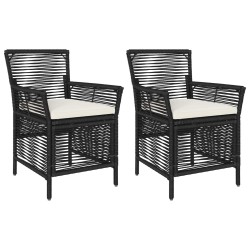 Chaise d'Extérieur avec coussin 2 pcs Noir et Crème polyrotin 631223631223
