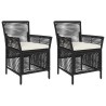 Chaise d'Extérieur avec coussin 2 pcs Noir et Crème polyrotin 631223631223