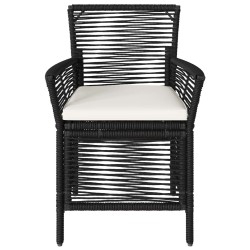 Chaise d'Extérieur avec coussin 2 pcs Noir et Crème polyrotin 631223631223