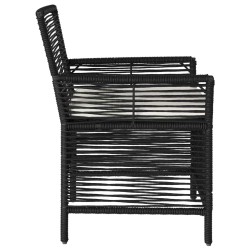 Chaise d'Extérieur avec coussin 2 pcs Noir et Crème polyrotin 631223631223