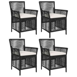 Chaise d'Extérieur avec coussin 4 pcs Noir et Crème polyrotin 631227631227